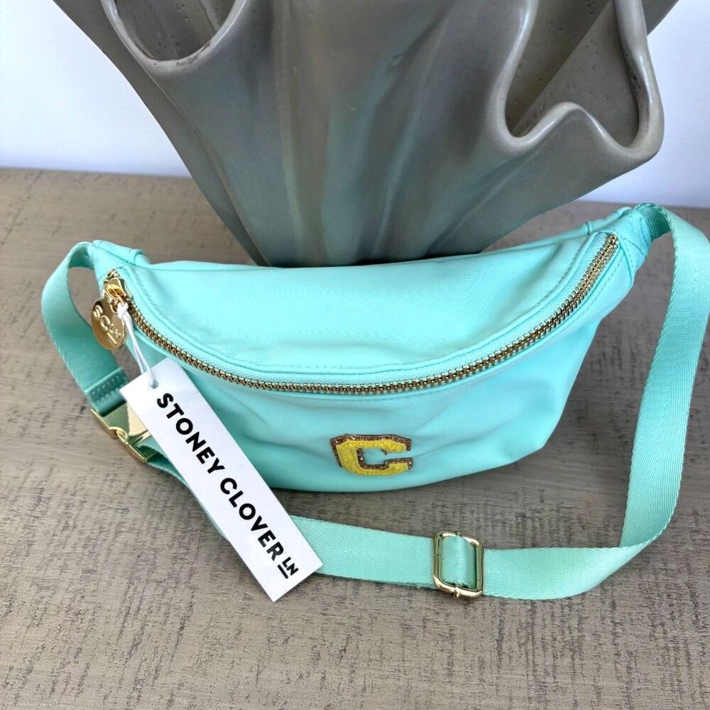 NWT Stoney Clover Lane Mint Green Nylon Fanny Pack Belt Bag Initial C One Size